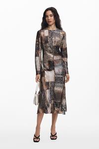 Desigual Luchtige jurk met dierenprint - BROWN