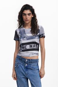 Desigual T-shirt met signaalprint - BLACK