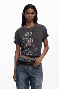 Desigual Cowboylaarzen T-shirt - BLACK
