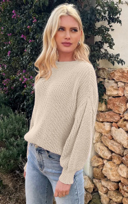 Jurkjes Gehaakte Pofmouwen Trui Emilia Beige