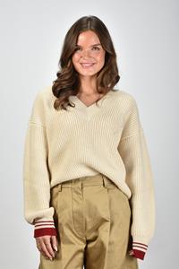 Ami Paris trui UKS268.KN0068 met v-hals wit creme