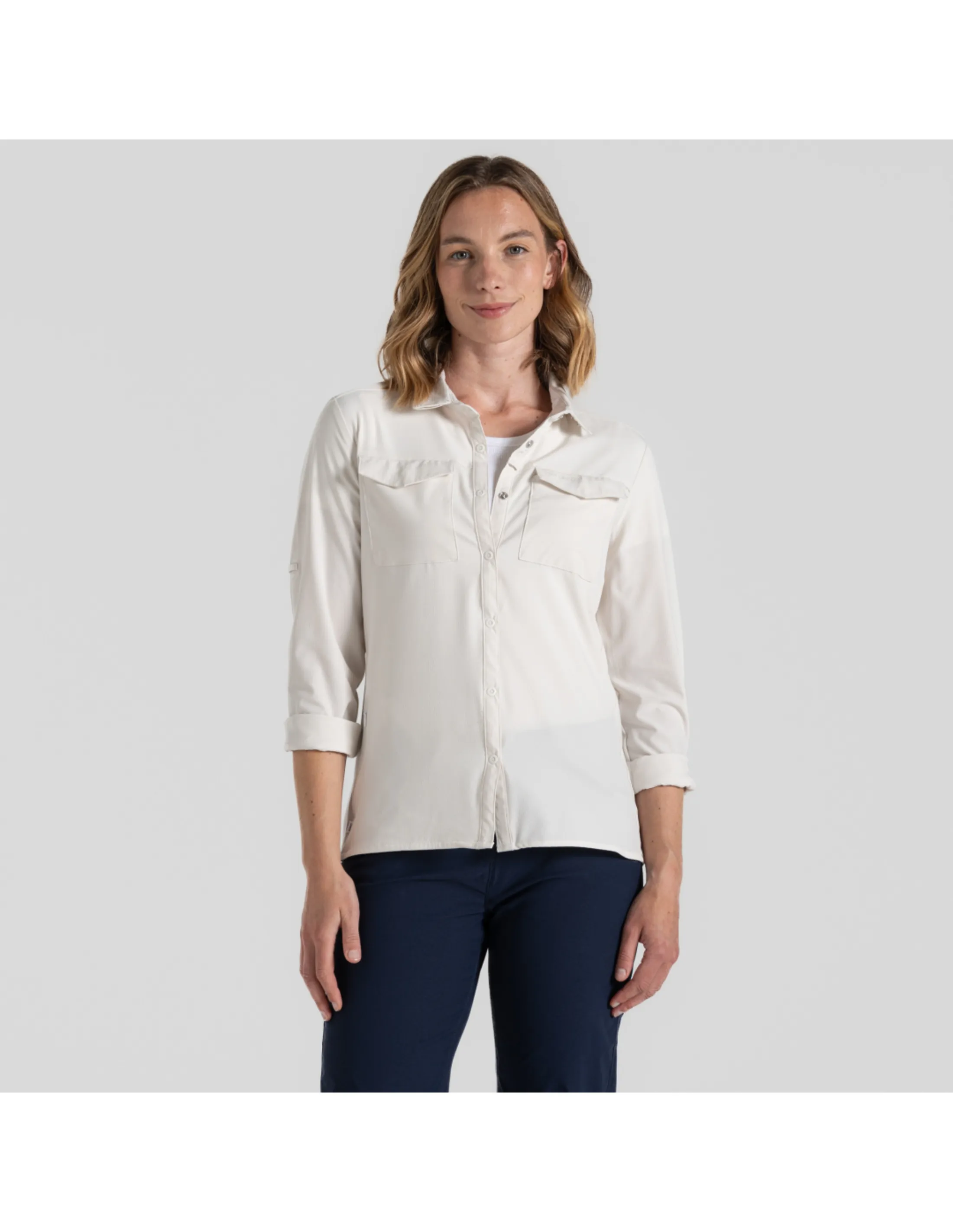 Craghoppers  Women's Nosilife Pro Langarm Bluse V - Blouse, wit