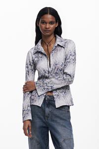 Desigual Soepelvallend overhemd met slangenprint - BROWN