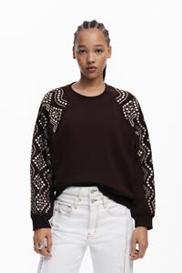 Desigual Sweatshirt met studs op de mouwen - BROWN