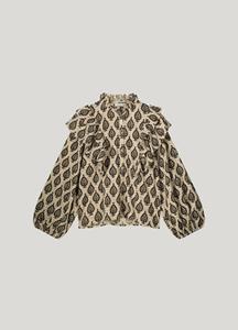 Summum longsleeve blouse print embroidery 2s3219-12213 702 pebble beige