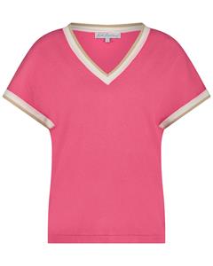 Red Button Jerry v-neck pink