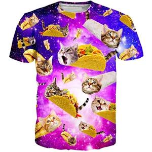ETST 03 3D Print Grappige Kat Korte Mouw Heren T-shirt Zomer Dierenprint Unisex Top Mode Straat XS