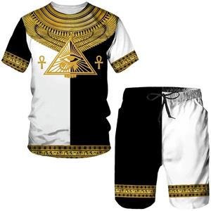 ETST WENDY 05 Oude Horus Egyptische God Oog van Egypte Farao 3D Print Heren T-shirts/Shorts/Pakken Hip Hop Streetwear Kleding Unisex 2-delige sets L