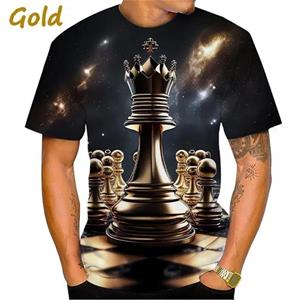 Forever Men Chess Series 3D-geprint heren casual T-shirt met korte mouwen Plus Size zomer heren T-shirts S