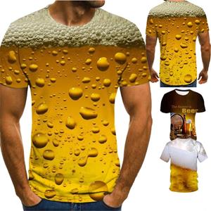 Plus Size FUGUIS Zomer Cool Fashion 3D Bier Print T-shirt Heren Persoonlijkheid Grafische Tee Casual Korte Mouw Shirts Tops Plus Size 100-6XL XXL