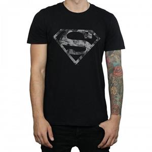 Superman heren T-shirt met marmeren katoenen logo L zwart