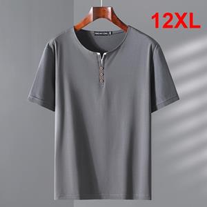 SHIZI Plus Size T-shirt Heren Zomer Korte Mouw T-shirt Grote Maat Tops Tees Mannelijk Casual Effen Kleur T-shirt 12XL wit