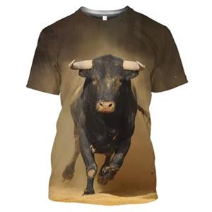 Forever Men 3D Noord-Afrikaanse stierenprint T-shirt Heren Oversized Glad Spaans stierenvechten Losse T-shirt Street Wear T-shirt Zomer S