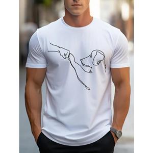 HerSight Zomermode Crew Neck Tee - Grappige hond en vuistprint, comfortabel, veelzijdig, korte mouw, ademend, perfect voor buitensporten en casual wear S