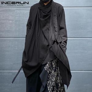 INCERUN Herfst Lente Heren Vintage Gothic Oversized Tops Onregelmatig S