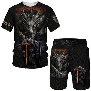 ETST WENDY 05 Coole Knight Templar 3D Print T-shirts/Shorts/Sets voor heren Retro Warrior Armor Cosplay Outfits T-shirt Pak Hip Hop Streetwear Kleding L