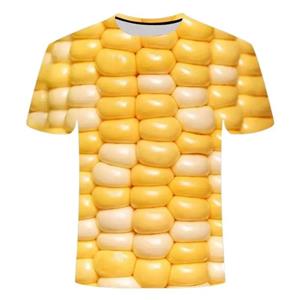 Chengyu Fashion Casual Oversized Fun Corn Grafische T-shirts Voor Mannen Zomer Trend Vrije Tijd Persoonlijkheid Harajuku Gedrukt Ronde Hals Tees Top XXS