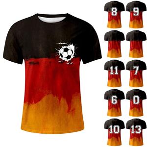 Xingben Two Heren Duitsland Bedrukt T-shirt Heren Losse Casual Korte Mouw Top XXXXXL goud