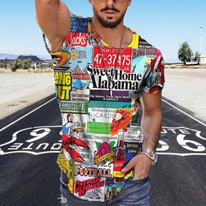 No. 11 Fashion Cartoon patroon T-shirts heren retro stijl zomer T-shirts heren streetwear 3D print T-shirt mode O-hals korte mouw tops S