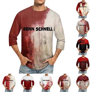 Xingben Two Heren Ronde Hals Driekwart Mouw Top Casual Mode T-shirt XXL