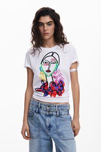 Desigual T-shirt met geborduurd gezicht - WHITE