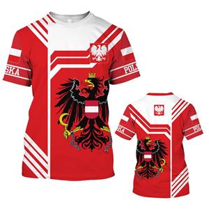 Xuhaijian02 Heren T-shirts Polen Vlag Print Mode Korte Mouw Tops Poolse Shirts Zomer O-hals Straat Oversized T-shirts Shirts Herenkleding S