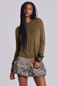 Jaded London Khaki Mist Long Sleeve Top