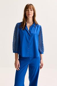 Mayerline Blouse Met Ajourmouw In Popeline