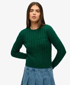 Superdry Vrouwen Essentials Kabeltrui met Dunne Kabels Groen