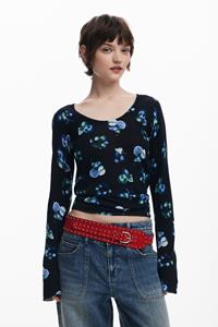 Desigual Perkins-kraag trui met fruitprint - BLACK