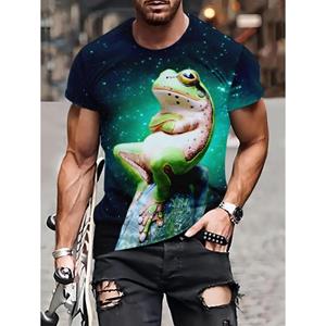 WowClassic Robotpatroon Tees Heren Streetwear Contrast Kikker 3D Print T-shirt Mode O Hals Korte Mouw Tops Zomer T-shirts S wit