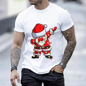 Kukebang Kerst T-shirt Kerstman 3D Print T-shirt Voor Heren Nieuwjaar Feest Casual O-hals Korte Mouw Tops Mode Oversized T-shirts S