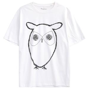 KnowledgeCotton Apparel  Regular Big OWL Front Print - T-shirt, wit
