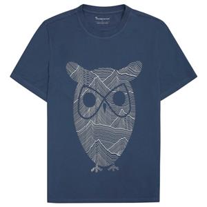 KnowledgeCotton Apparel  Regular Mountain OWL Printed - T-shirt, blauw