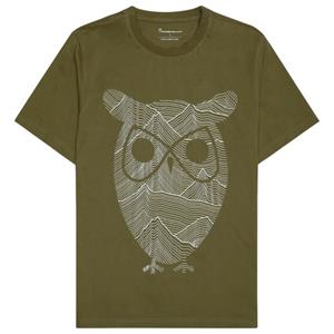 KnowledgeCotton Apparel  Regular Mountain OWL Printed - T-shirt, olijfgroen