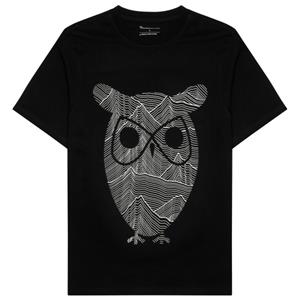 KnowledgeCotton Apparel  Regular Mountain OWL Printed - T-shirt, zwart