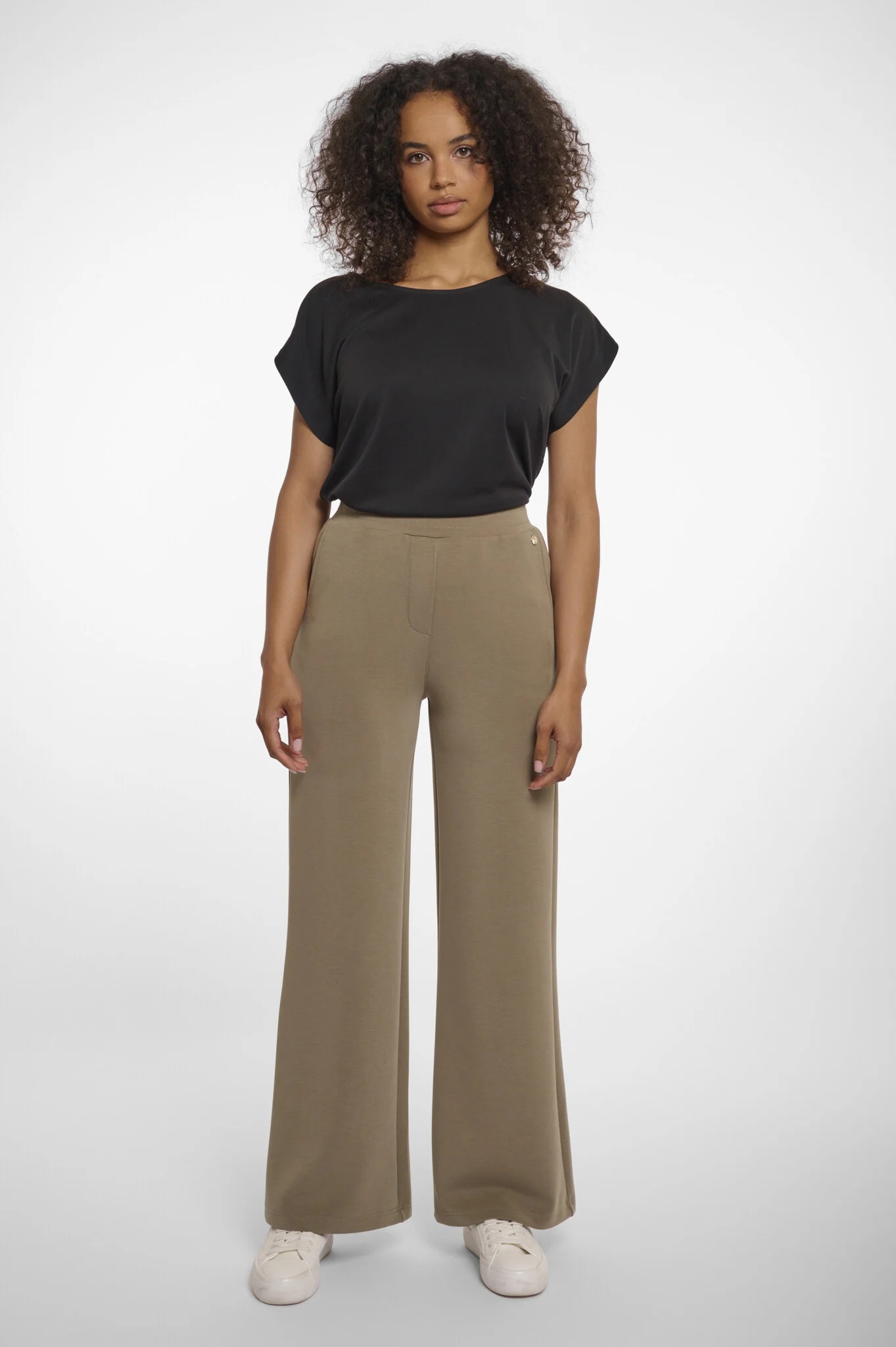 Rino & Pelle Gaudi.7002521 rino en pelle wide straight leg trousers dark khaki