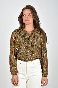 Ulla Johnson blouse Emilie met een ruches kraag multicolour