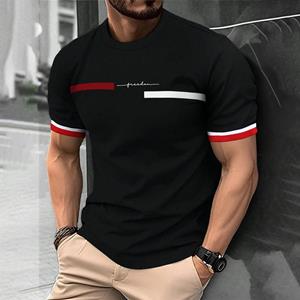 ETST 005 2024 Heren Street T-shirt Zomer Heren 3D Streep Letter Print Korte Mouw Tops Oversized Casual Tee Hipster T-shirts Kleding S