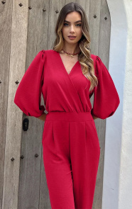 Jurkjes Dubai Jumpsuit V-Hals Elsa Bordeaux