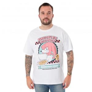 Sonic The Hedgehog Heren Knuckles Pizzeria T-shirt met korte mouwen L wit