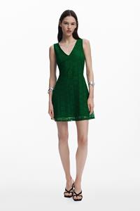 Desigual Mouwloze kanten jurk - GREEN