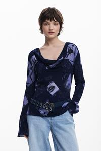 Desigual Asymmetrische collage blouse - BLUE