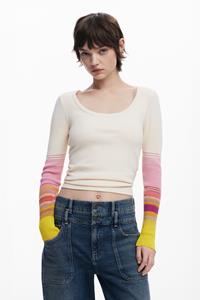 Desigual T-shirt met bedrukte mouwen - WHITE