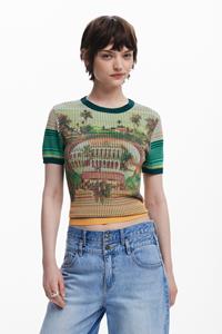 Desigual T-shirt met landschapspatroon - GREEN