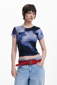 Desigual T-shirt met korte mouwen en kusafbeelding - BLUE