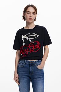 Desigual T-shirt met koord en kersen - BLACK