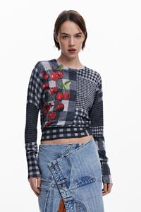 Desigual Vichy trui met fruitprint - MATERIAL FINISHES