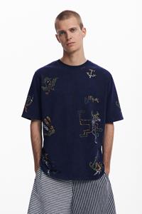 Desigual T-shirt met tribale borduursels - BLUE
