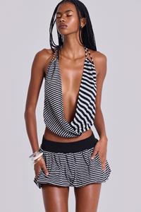 Jaded London Orla Striped Backless Plunge Top